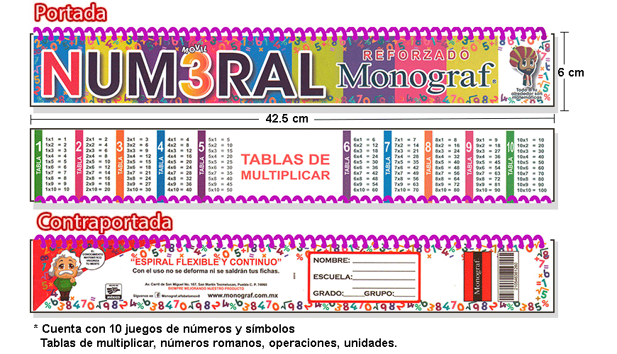 Didacti Numeral móvil reforzado 6x37cm