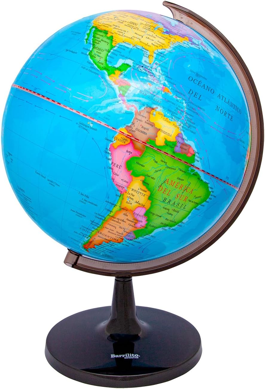Didacti Globo terráqueo 32 cm, giratorio, países y capitales, meridianos y paralelos