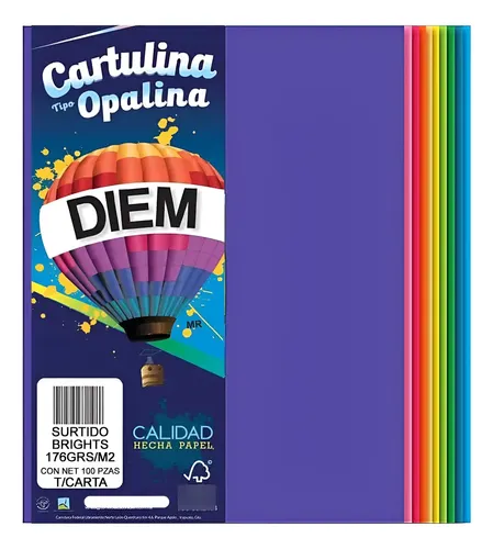 Didacti Cartulina opalina de colores carta 176grs/m2 100pzas