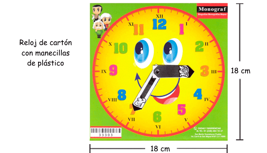 Didacti Reloj de cartón 18x18cm 