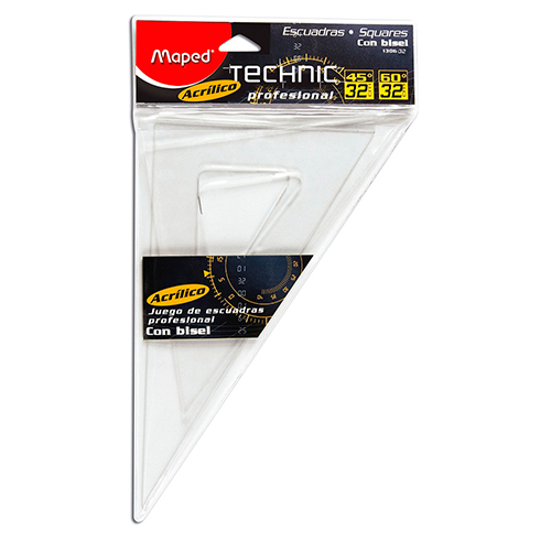 Didacti Escuadras profesionales transparentes 32 cm  2 pza1306J032