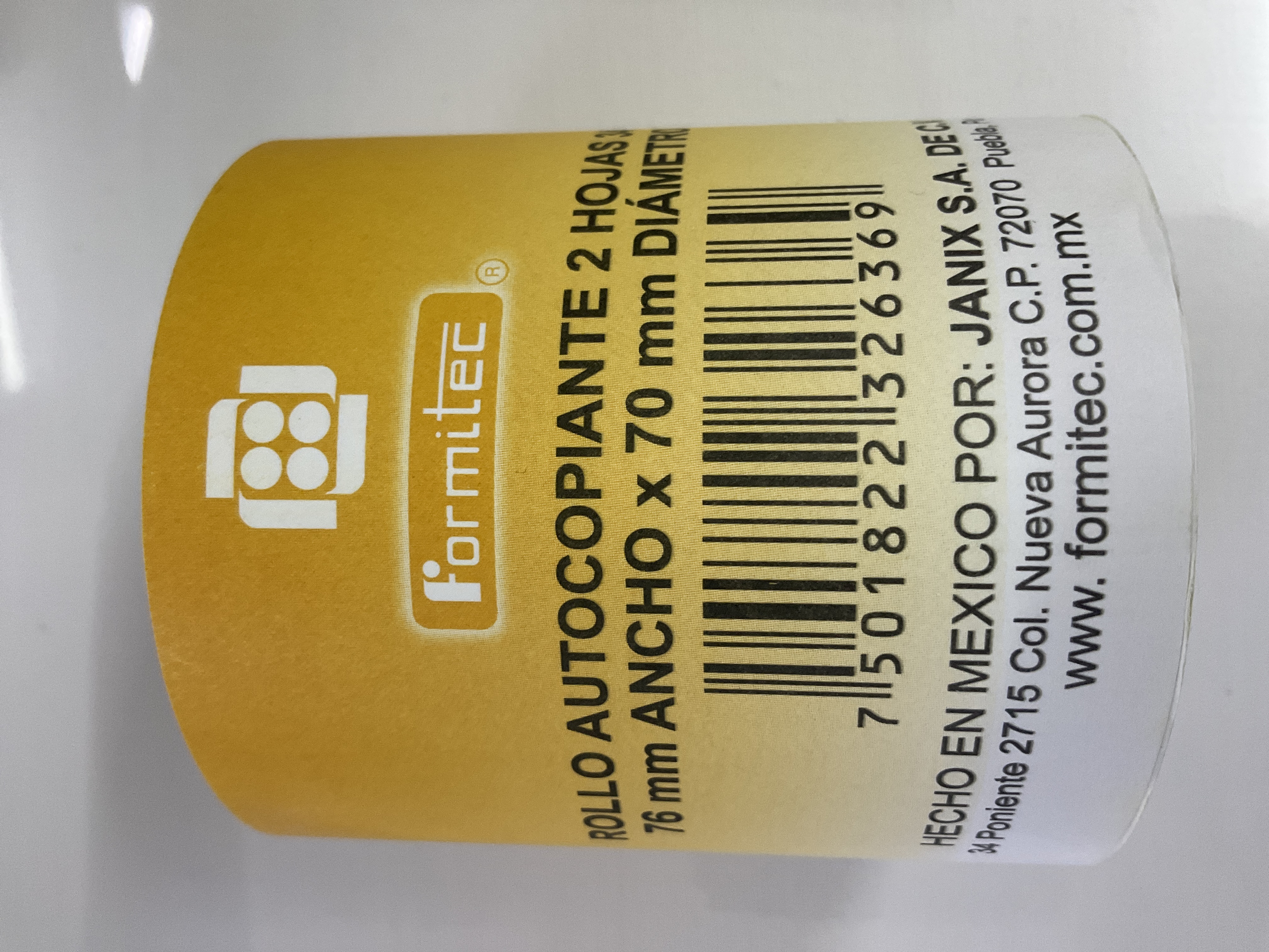 Didacti Rollo autocopiante 2hojas 340 76mm ancho x70mm diámetro