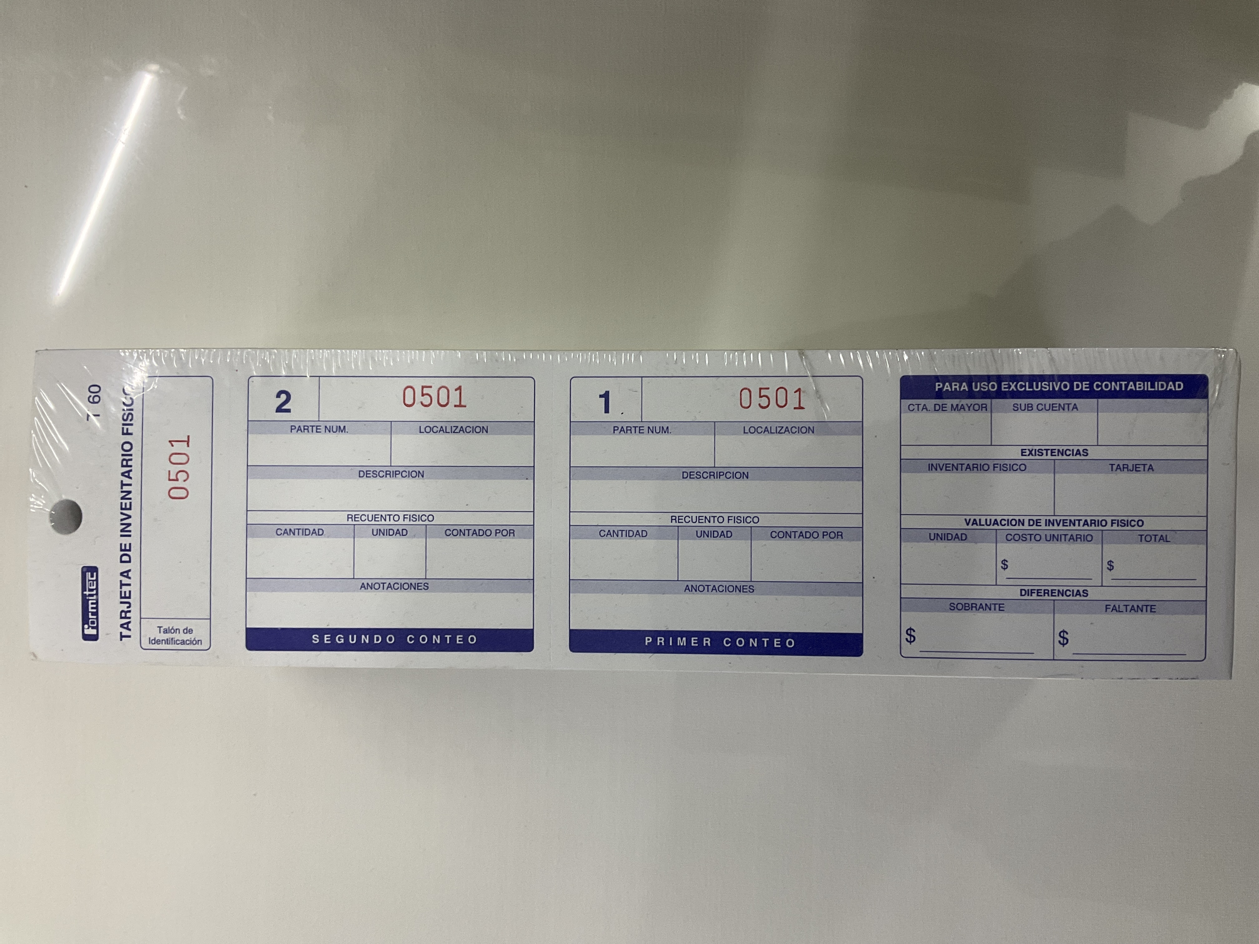 Didacti Tarjeta de inventario físico 500hojas 