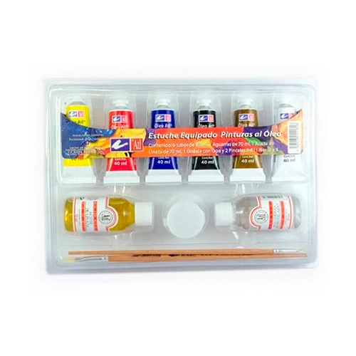 Didacti Kit Óleo 6 tubos de 40 ml (aguarras, aceite, godete, 2 pinceles) M-4
